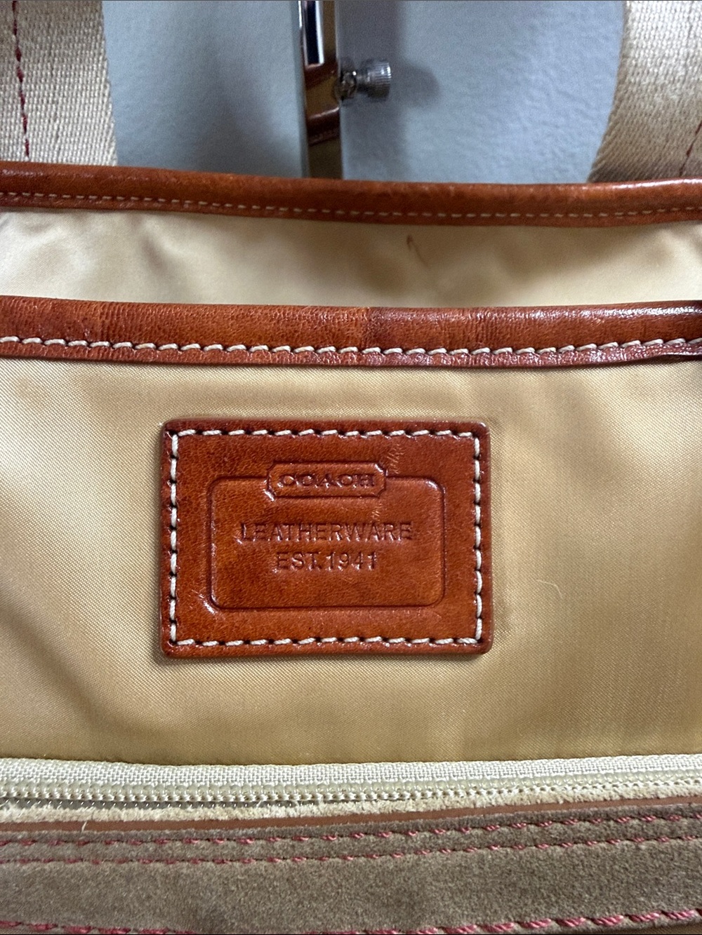 Coach Hamptons Weekend Gold Satin Tote - Picture 3 of 14